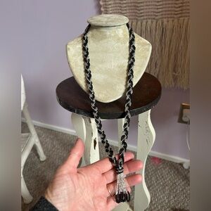 Chic Black and Silver Braided Necklace
